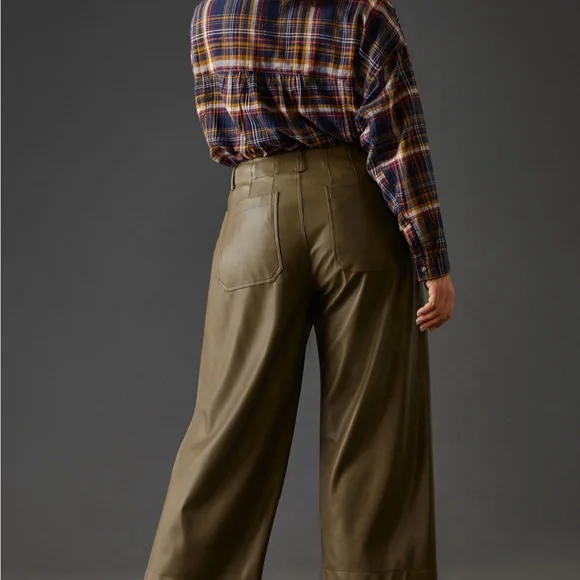 Anthropologie Maeve The Colette Olive Green Wide-Leg Pants size 23 - Picture 9 of 14